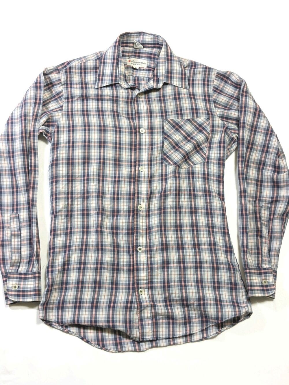 Bud Berma The Weekender Plaid Long Sleeve Button Up Shirt Vintage Small Thin 80s